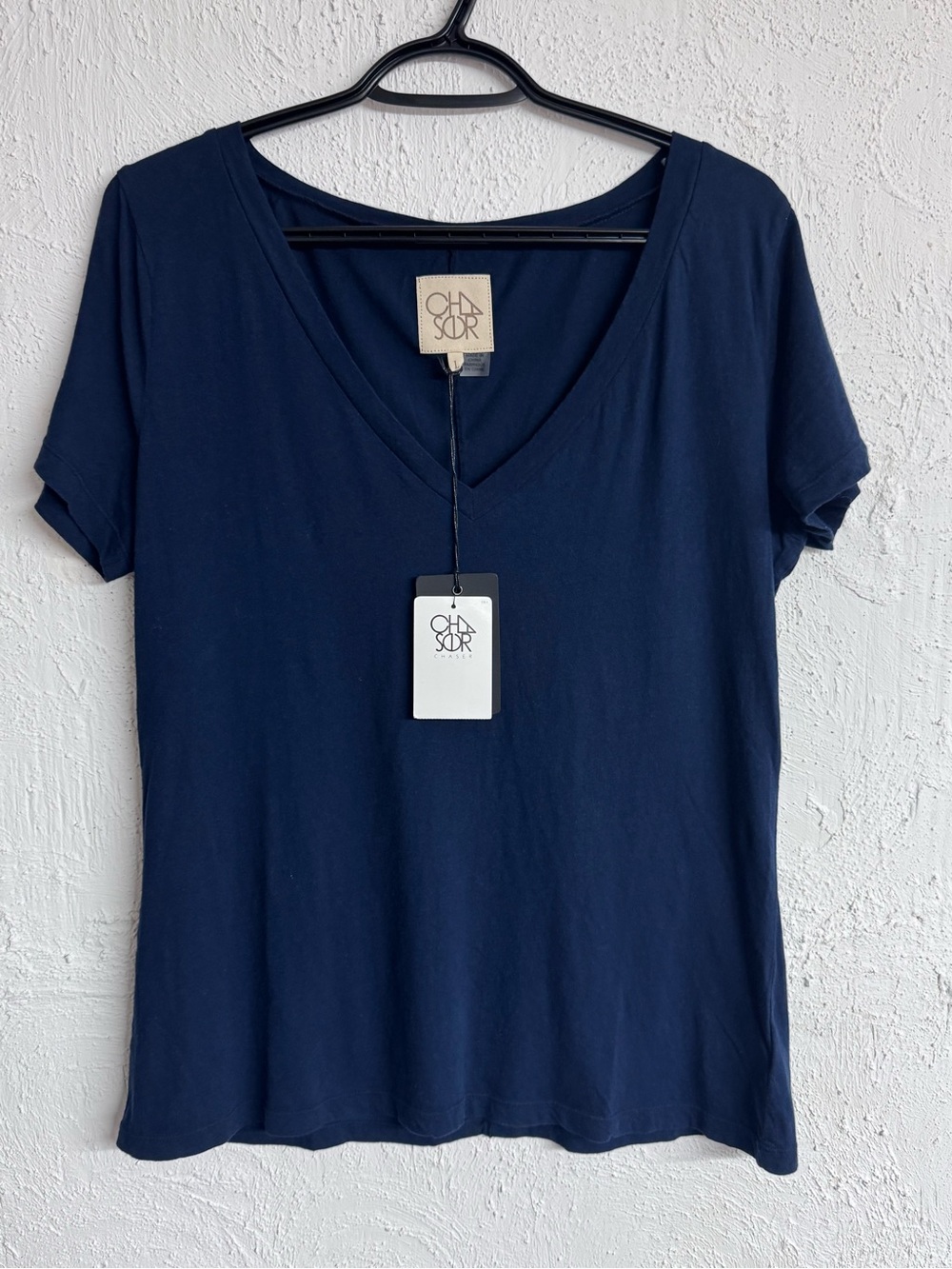 Chaser Brand Canopy Blue Short Sleeve V-Neckline 100% Cotton T-Shirt Size Large